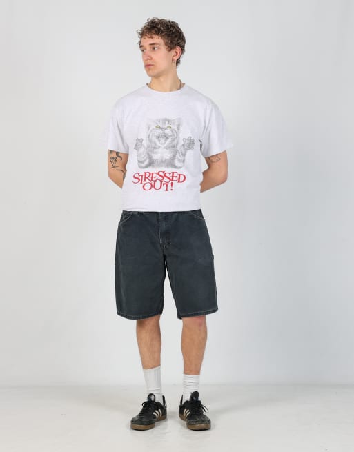 Vintage Dickies 36x21 canvas carpenter baggy shorts in black
