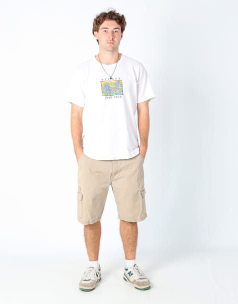 Vintage Dickies 36x22 canvas carpenter baggy shorts in tan - view 1