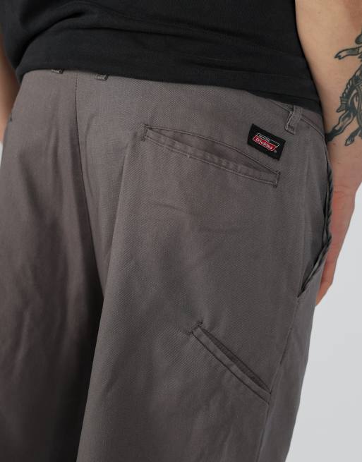 Vintage Dickies 36x23 canvas carpenter baggy shorts in charcoal grey, 4 of 4