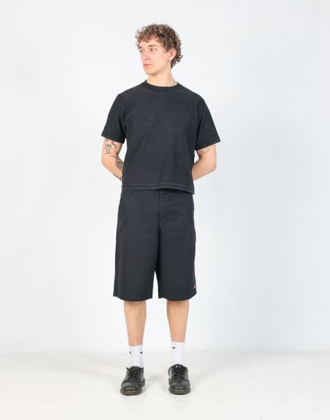 Vintage Dickies 36x24 canvas carpenter baggy shorts in black - view 1