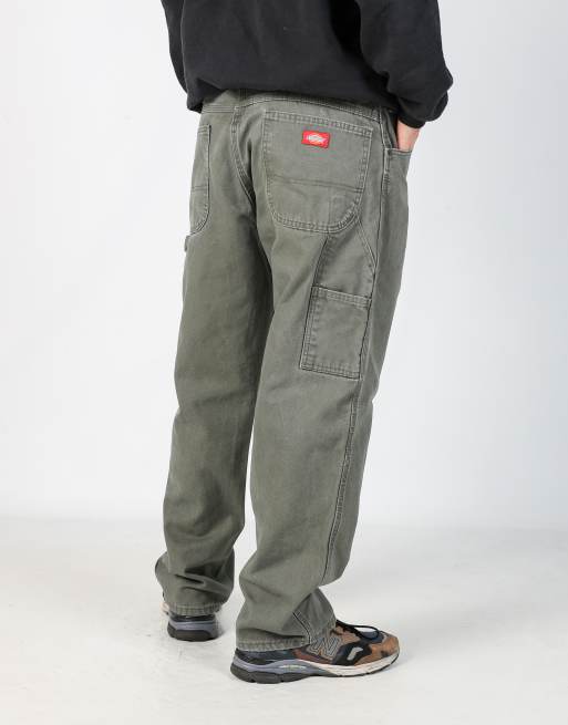 Vintage Dickies 36x30 canvas carpenter jeans in dark green, 2 of 4