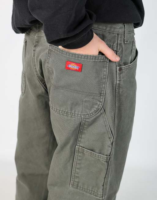 Vintage Dickies 36x30 canvas carpenter jeans in dark green, 4 of 4