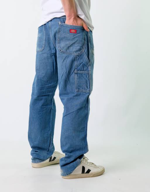 Vintage Dickies 36x32 Denim Carpenter Baggy Jeans Blue