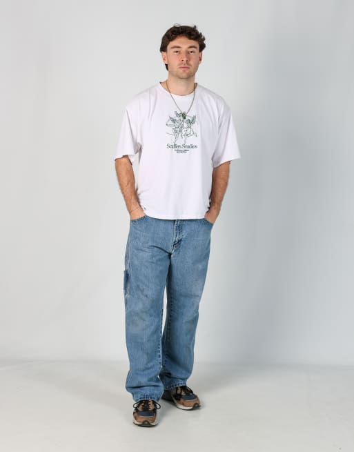 Vintage Dickies 36x32 denim carpenter jeans in light blue