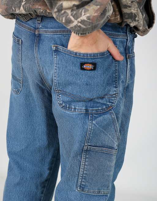 Vintage Dickies 36x32 denim carpenter jeans in light blue, 4 of 4