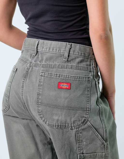 Vintage Dickies 36x34 Canvas Carpenter Baggy Jeans Khaki Green