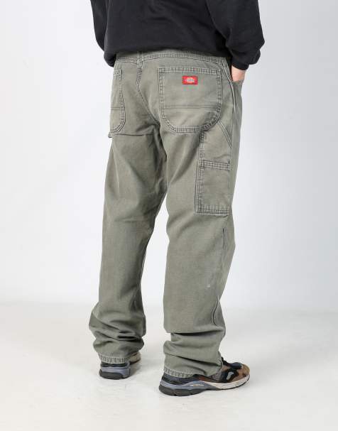 Vintage Dickies 36x34 canvas carpenter jeans in dark green - view 1