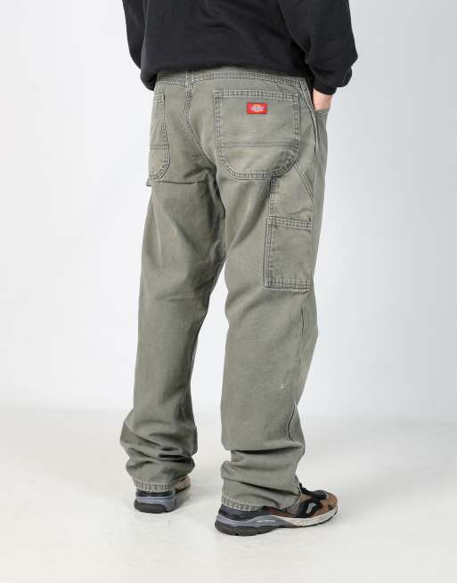 Vintage Dickies 36x34 canvas carpenter jeans in dark green