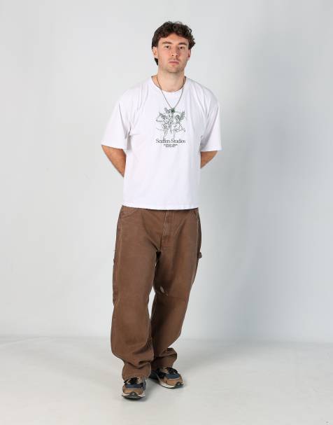 Vintage Dickies 38x30 canvas carpenter jeans in brown - view 1