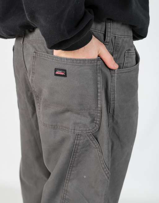 Vintage Dickies 38x30 canvas carpenter jeans in charcoal grey, 4 of 4