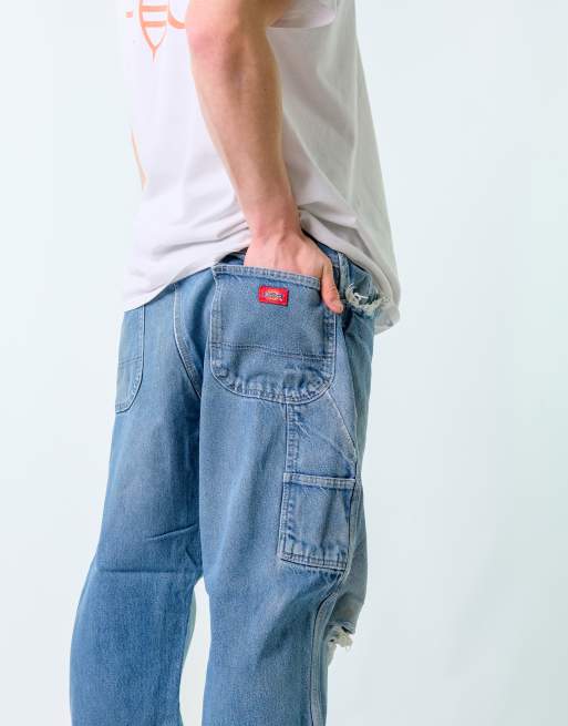 Vintage Dickies 38x30 Denim Carpenter Baggy Jeans Blue