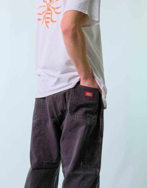 Vintage Dickies 38x30 Denim Carpenter Baggy Jeans Charcoal Grey