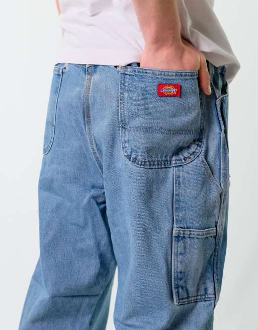 Vintage Dickies 38x30 Denim Carpenter Baggy Jeans Light Blue
