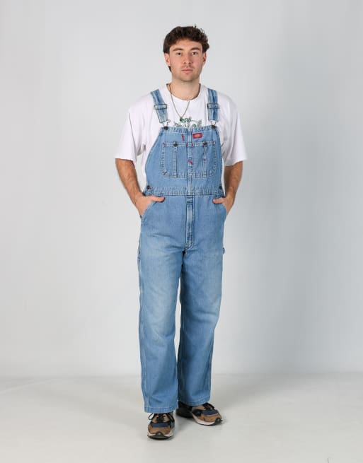 Vintage Dickies 38x30 denim dungarees in light blue