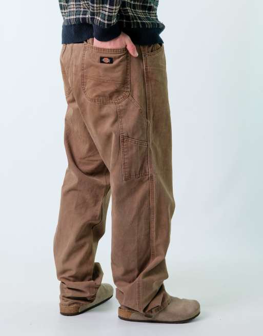 Vintage Dickies 38x32 Canvas Carpenter Baggy Jeans Brown