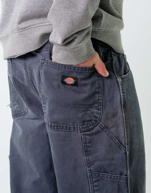 Vintage Dickies 38x32 Canvas Carpenter Baggy Jeans Charcoal Grey