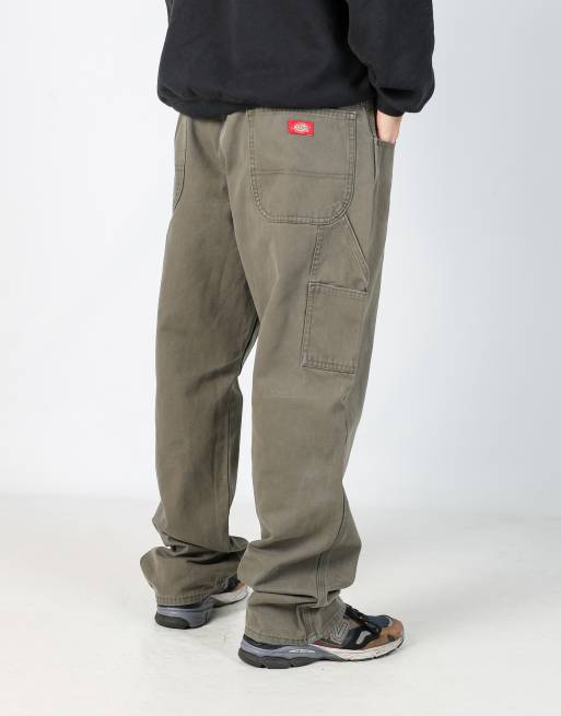 Vintage Dickies 38x32 canvas carpenter jeans in dark green, 2 of 4
