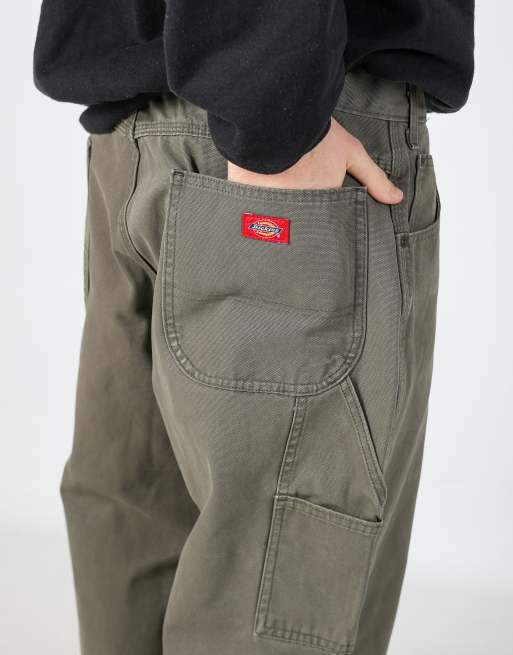 Vintage Dickies 38x32 canvas carpenter jeans in dark green, 4 of 4