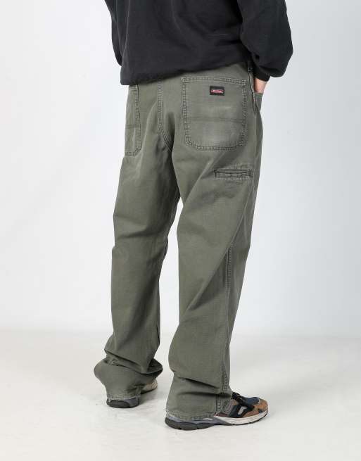 Vintage Dickies 38x32 canvas carpenter jeans in dark green