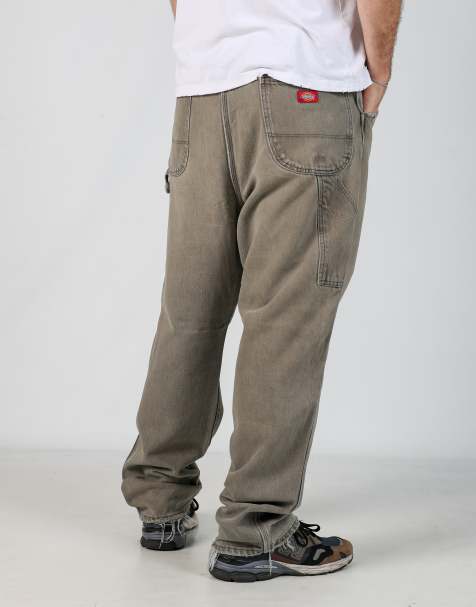 Vintage Dickies 38x32 canvas carpenter jeans in khaki green - view 1