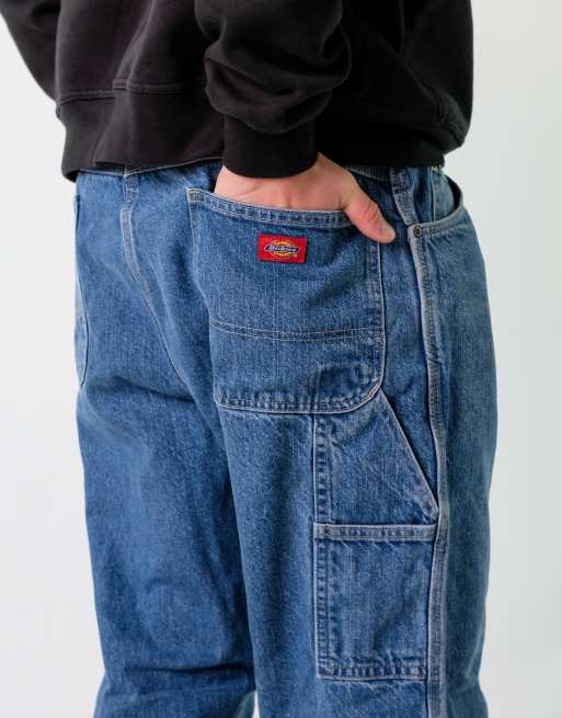 Vintage Dickies 38x32 Denim Carpenter Baggy Jeans Blue