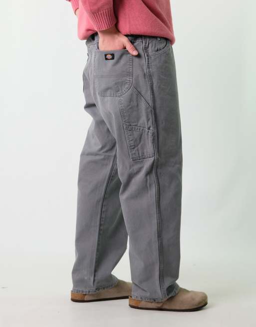 Vintage Dickies 40x30 Canvas Carpenter Baggy Jeans Charcoal Grey