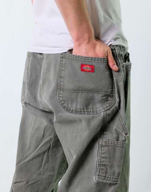 Vintage Dickies 40x30 Canvas Carpenter Baggy Jeans Khaki Green