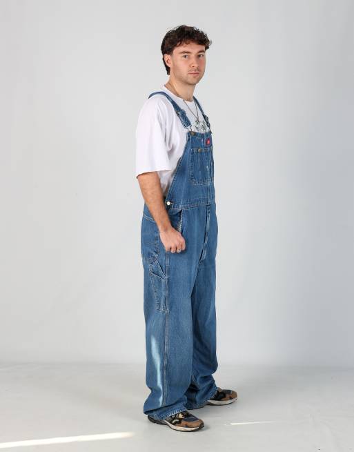 Vintage Dickies 44x34 denim dungarees in blue, 3 of 4