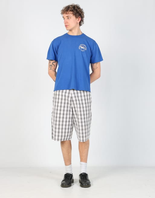 Vintage Dickies checkered 34x23 canvas cargo shorts in white