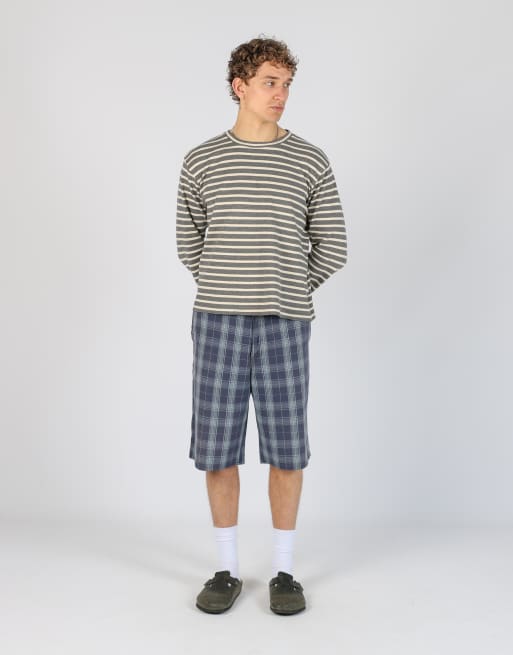 Vintage Dickies checkered 36x23 canvas cargo shorts in navy blue