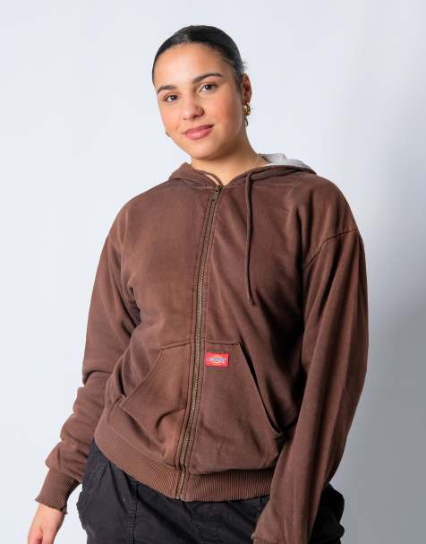 Vintage Dickies M Hoodie Brown Zip Up - view 1