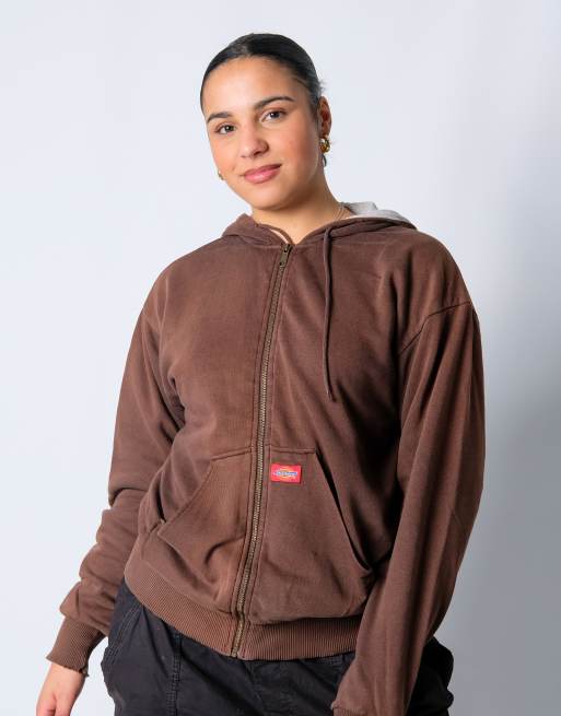 Vintage Dickies M Hoodie Brown Zip Up