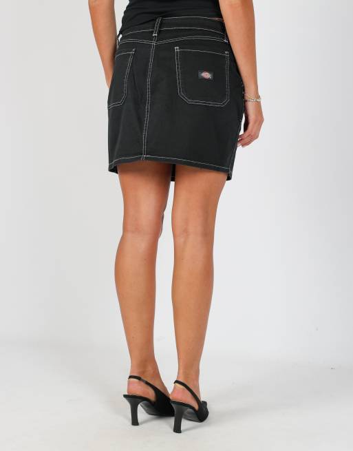 Vintage Dickies XS woven mini skirt in black, 4 of 4