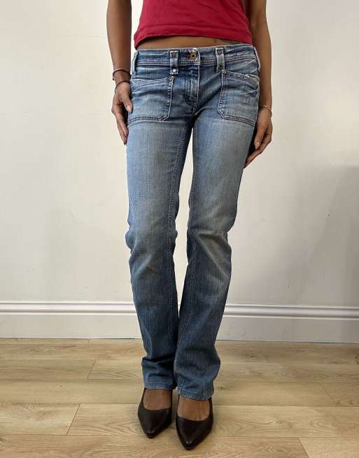 Vintage diesel bleach wash straight leg jeans in blue