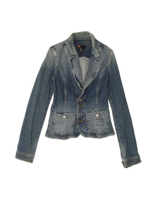 Vintage Diesel Crop Denim Jacket UK 12 Medium In Blue