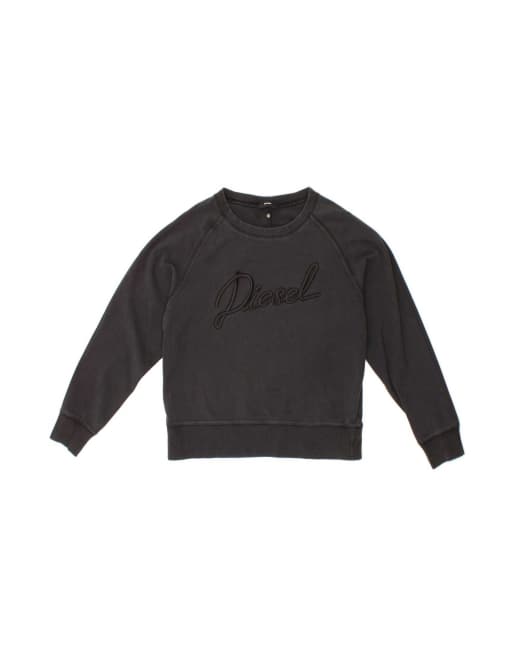 Vintage Diesel Crop Graphic Sweatshirt Jumper UK 10 Small In Black