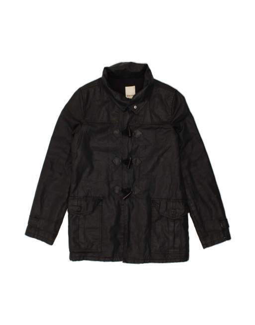 Vintage Diesel Duffle Waxed Jacket Uk 18 XL In Black