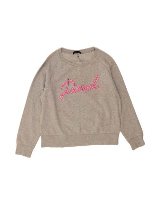 Vintage Diesel Graphic Sweatshirt Jumper UK 14 Medium In Grey