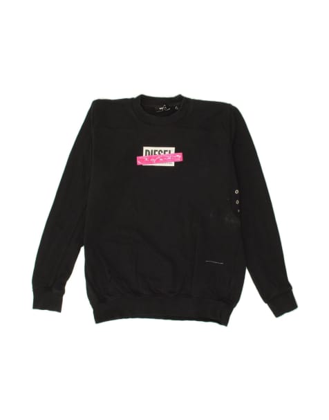 Vintage Diesel Graphic Sweatshirt Jumper UK 16 Large In Black - view 1