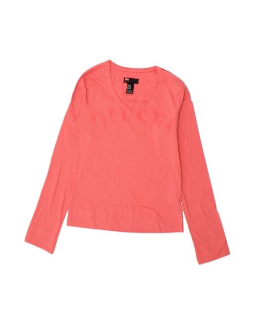 Vintage Diesel Graphic Top Long Sleeve UK 18 XL In Pink