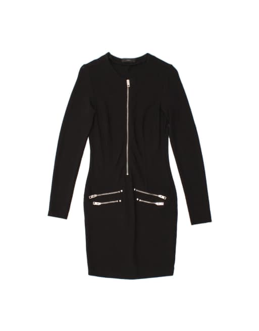 Vintage Diesel Long Sleeve Bodycon Dress UK 8 Small In Black