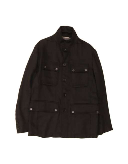 Vintage Diesel Overcoat UK 38 Medium In Black Linen