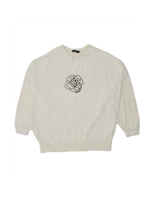 Vintage Diesel Oversized Graphic Sweatshirt Jumper UK 14 Medium In White