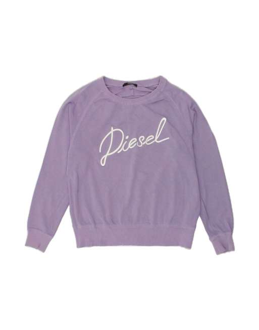 Vintage Diesel Oversized Graphic Sweatshirt Jumper Uk 6 XS In Purple
