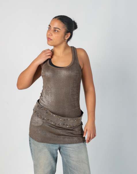 Vintage Diesel S cami in brown - view 1
