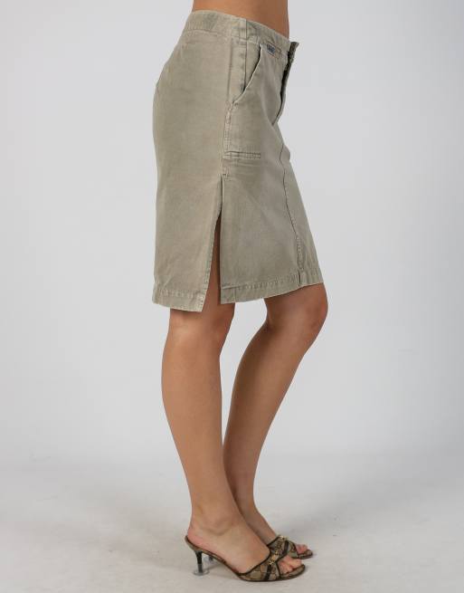 Vintage Diesel S denim midi skirt in beige, 2 of 4