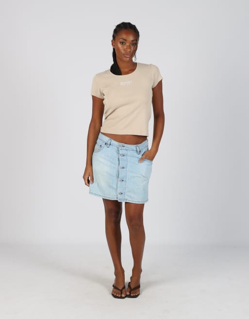 Vintage Diesel S denim midi skirt in light blue, 1 of 4