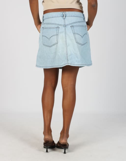 Vintage Diesel S denim midi skirt in light blue, 4 of 4