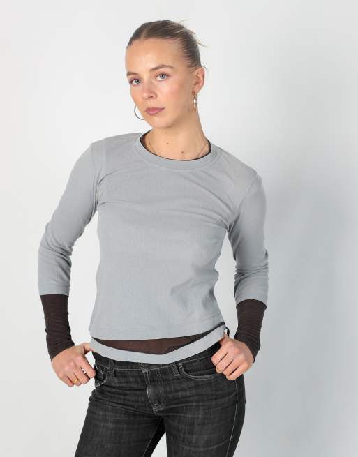 Vintage Diesel S long sleeve top in light grey