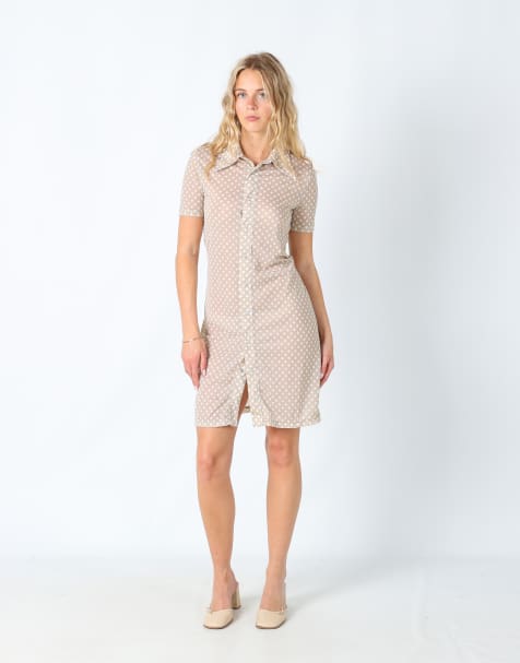 Vintage Diesel S woven midi dress in beige - view 1